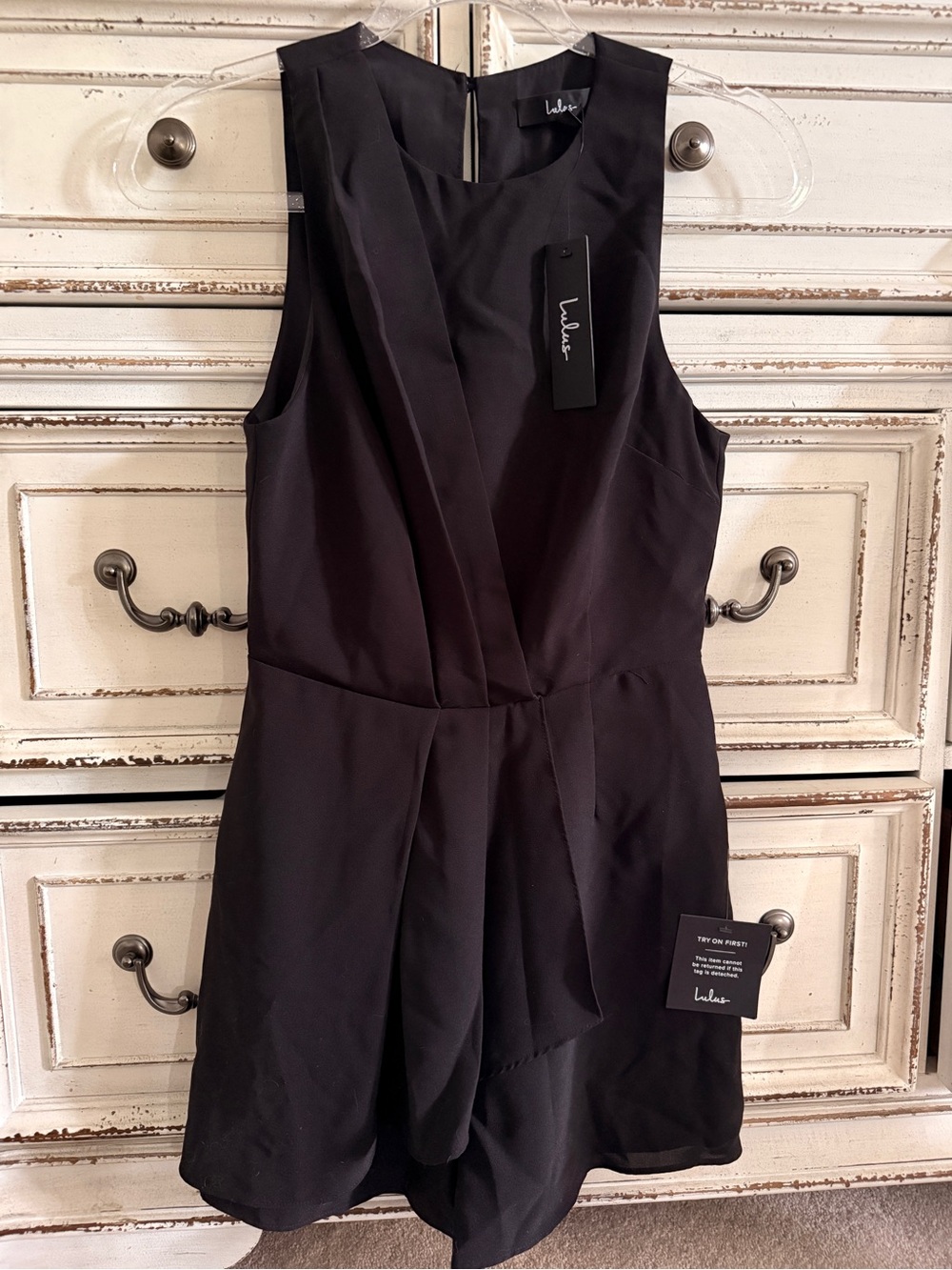 Sleeveless Black Pleated Romper - Women's Elegant Evening Wear SIZE XS